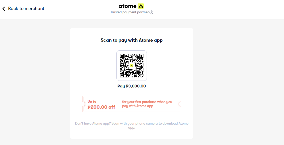 scan to pay with atome app